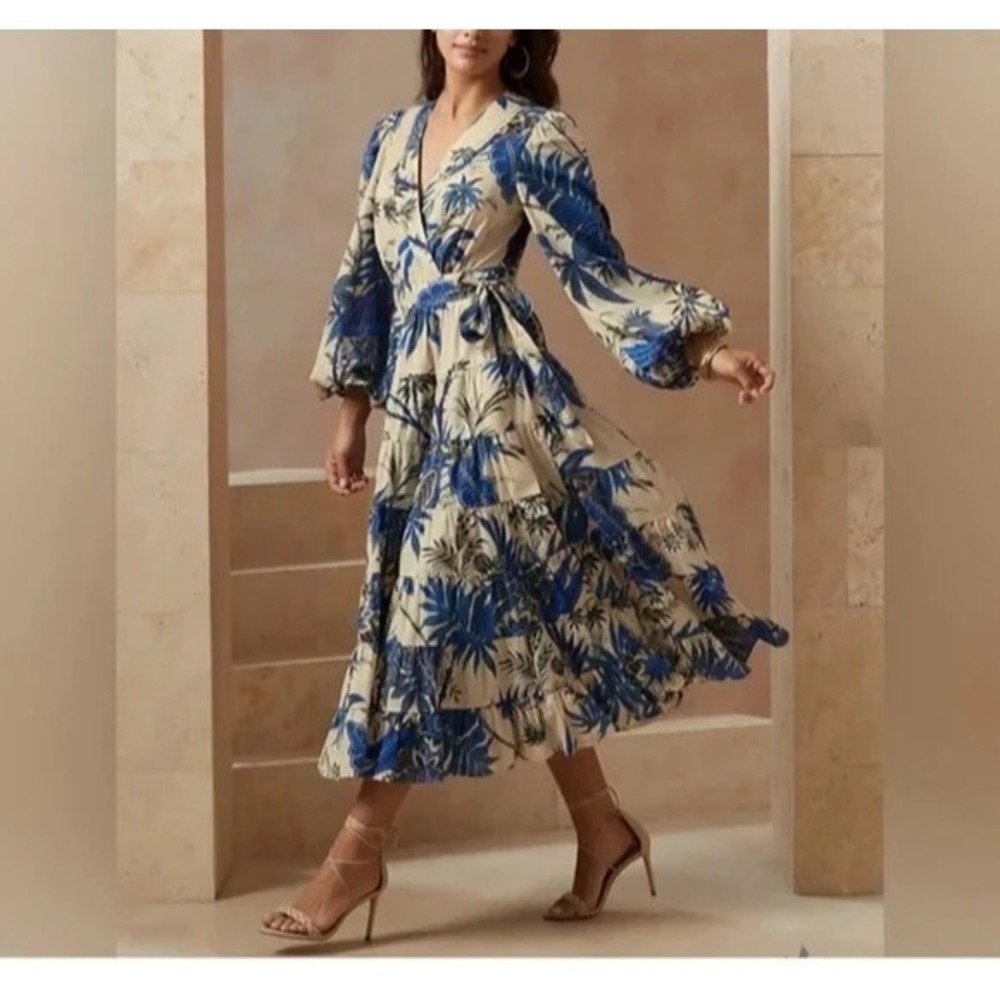 Banana Republic Floral Stampa Wrap Maxi Dress Fairycore‎ Ruffle Floral Small